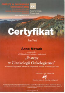 Anna Nowak - Postępy w ginekologii onkologicznej